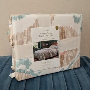 New Threshold Suzani Print Duvet Cover and Sham Set Ivory Blue‎ Full Queen